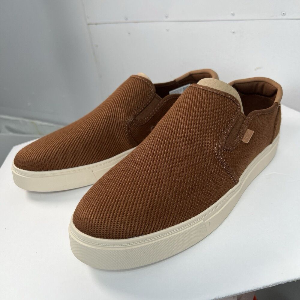 TOMS shoes sneaker Mens 11 Baja 2.0 Slip on Walnut twill brown Cream